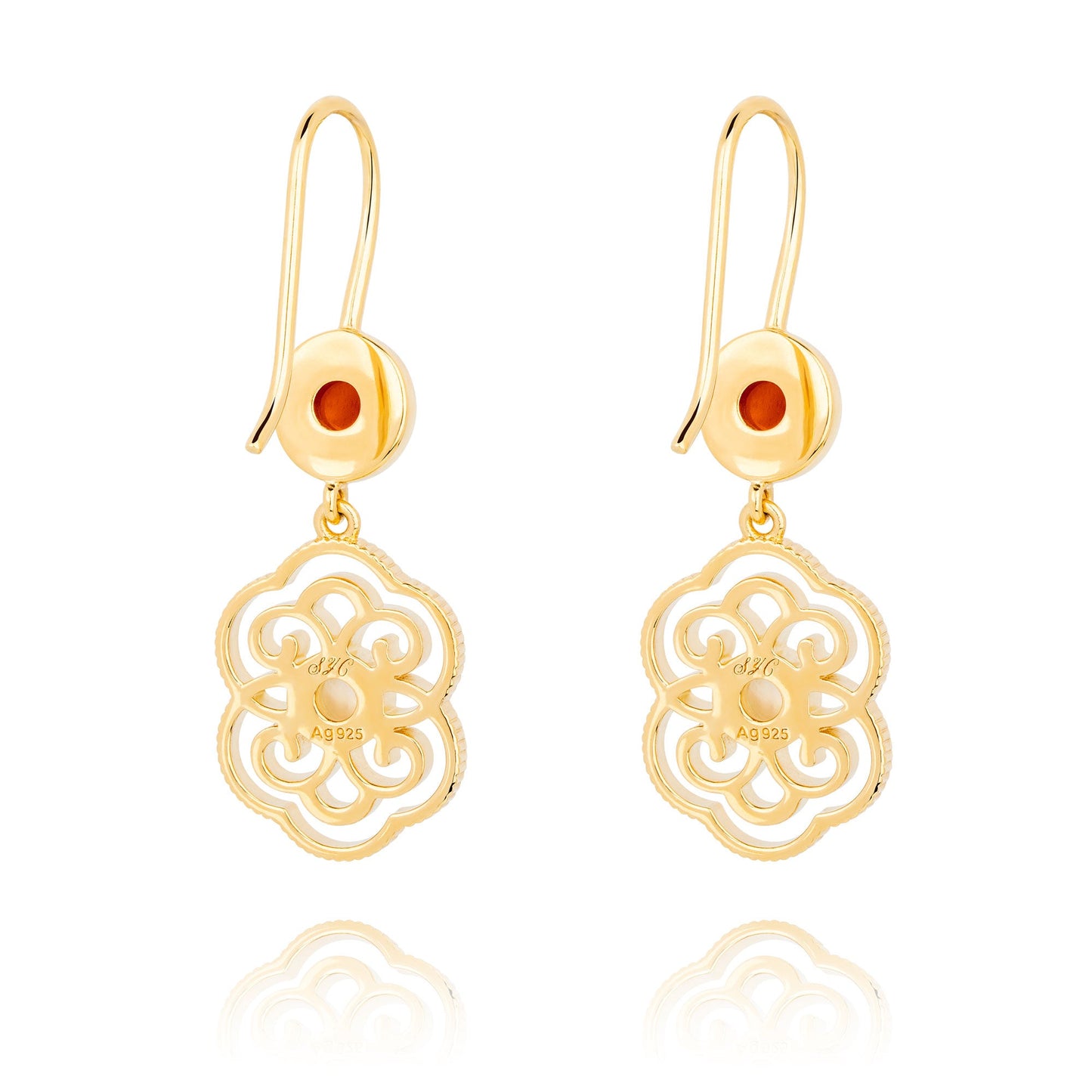 Blissful Ruyi Hook Earrings with Carnelian