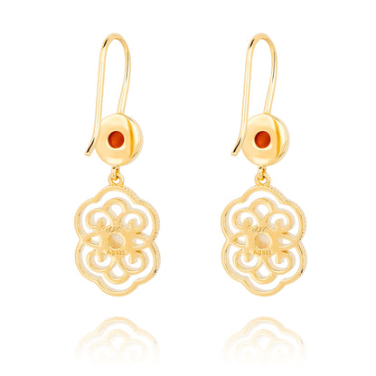 Blissful Ruyi Hook Earrings with Carnelian