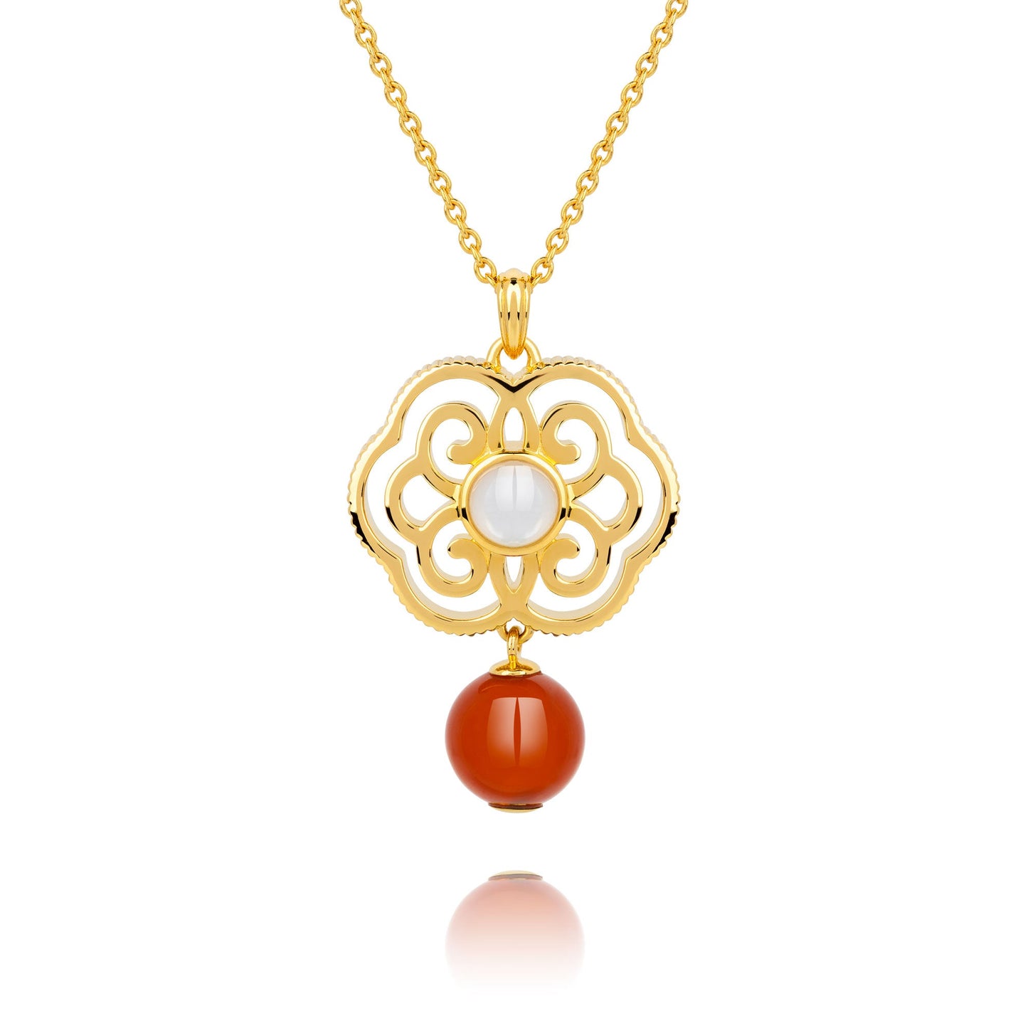 Blissful Ruyi Necklace with Carnelian