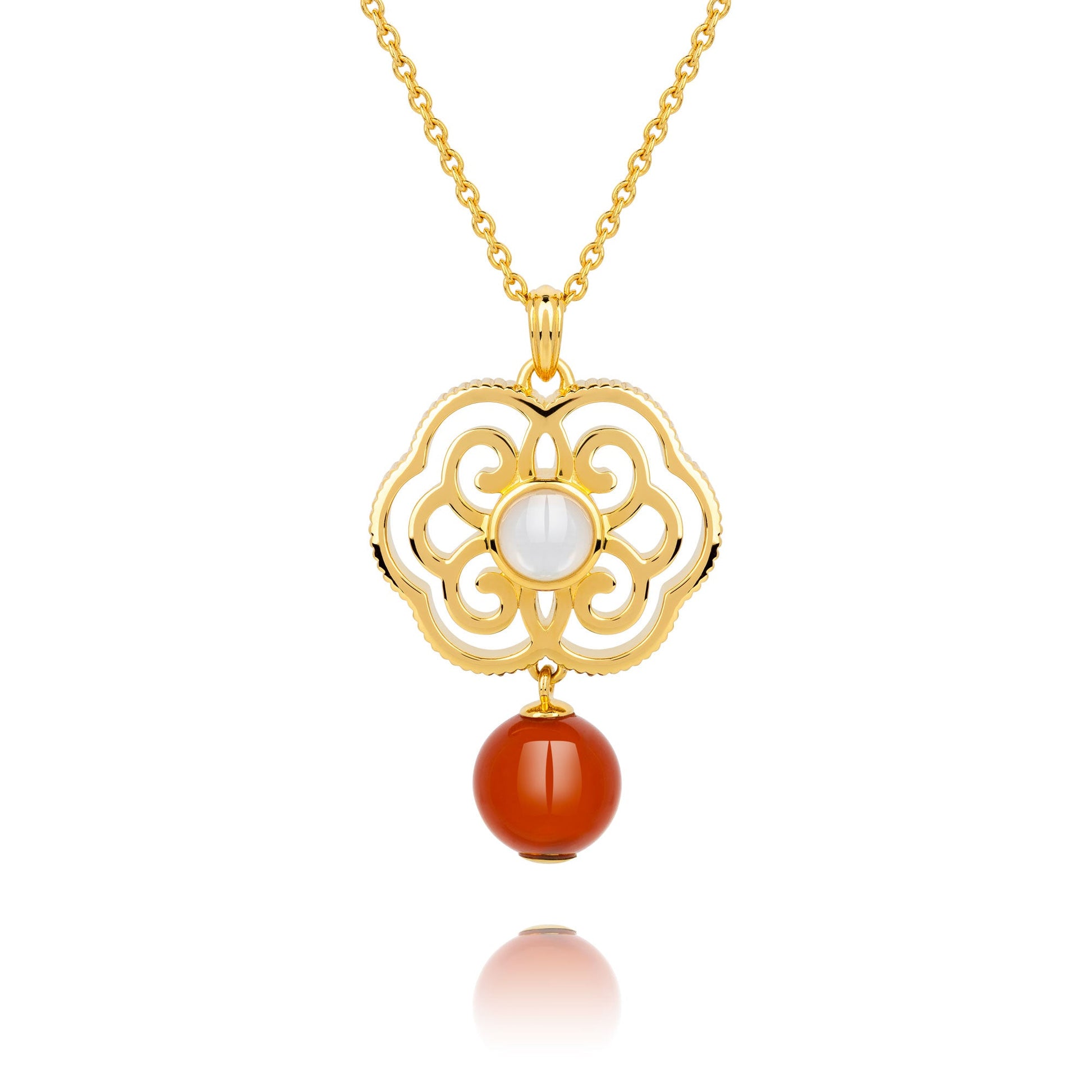 Blissful Ruyi Necklace with Carnelian