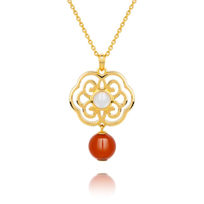 Blissful Ruyi Necklace with Carnelian