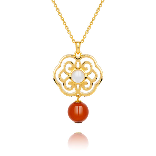 Blissful Ruyi Necklace with Carnelian