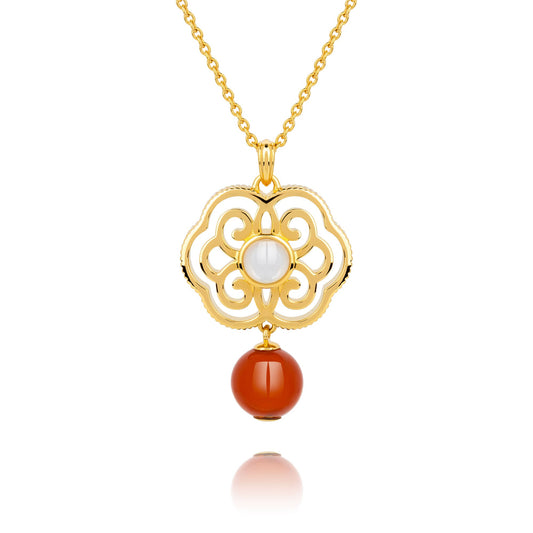 Blissful Ruyi Necklace with Carnelian