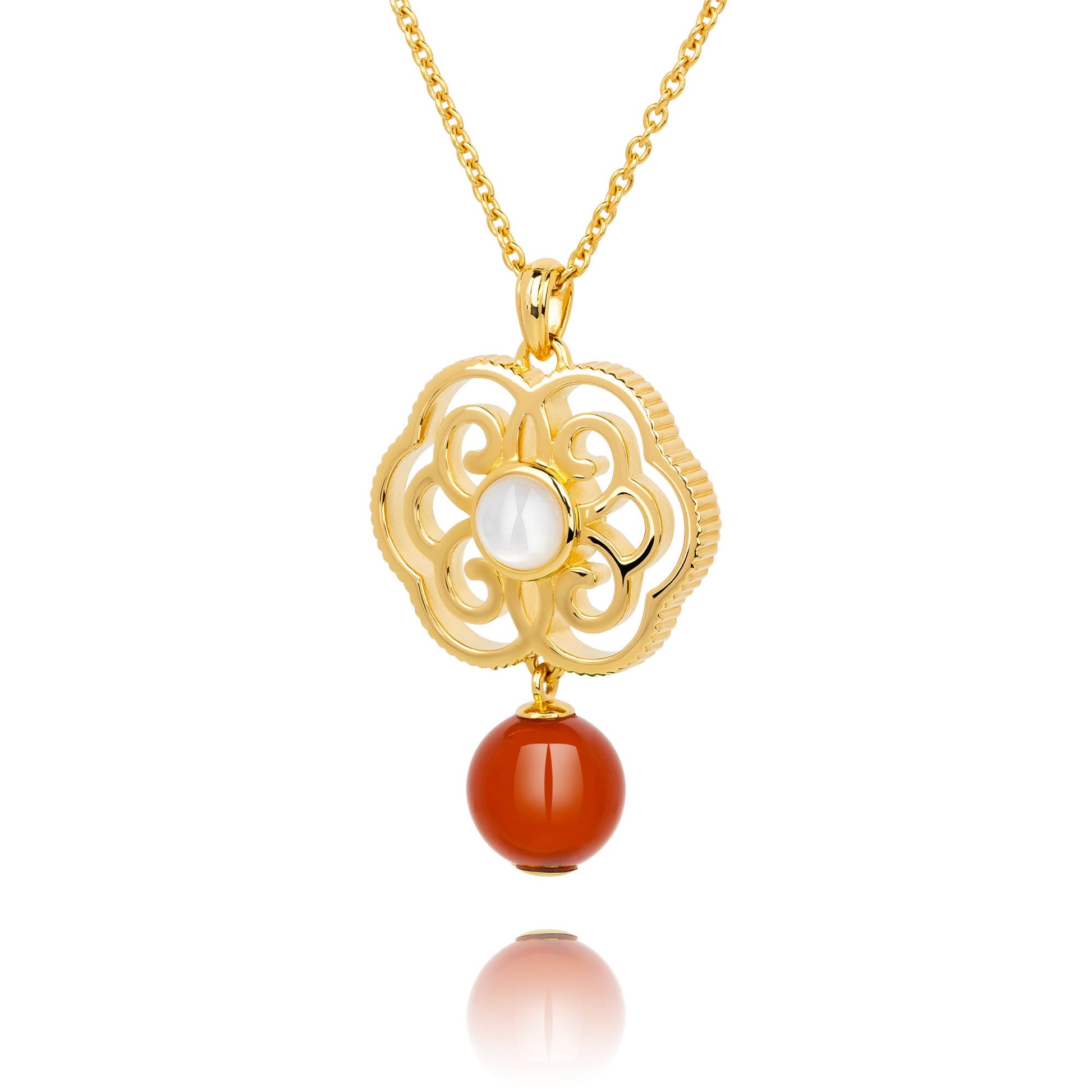 Blissful Ruyi Necklace with Carnelian