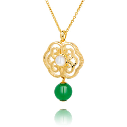 Blissful Ruyi Necklace with Green Agate