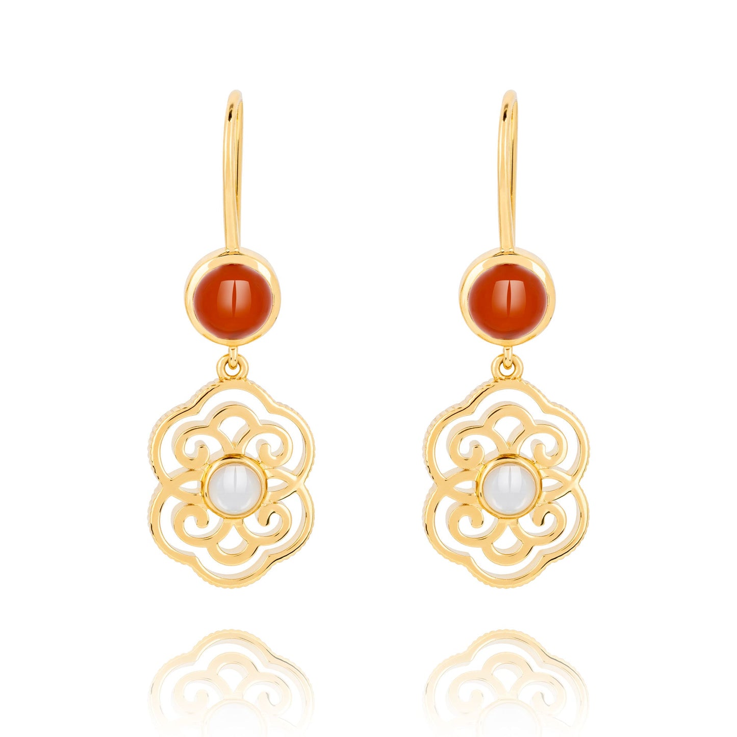 Blissful Ruyi Hook Earrings with Carnelian