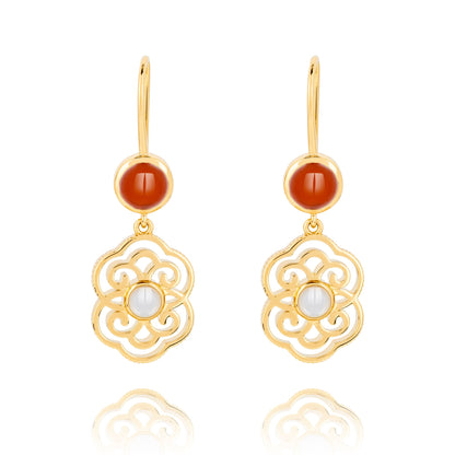 Blissful Ruyi Hook Earrings with Carnelian