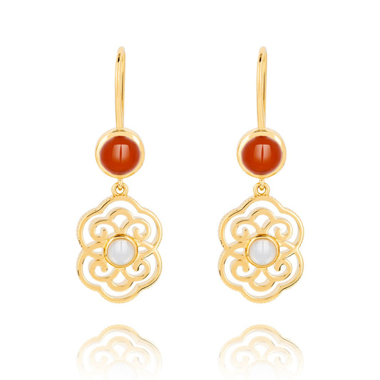 Blissful Ruyi Hook Earrings with Carnelian