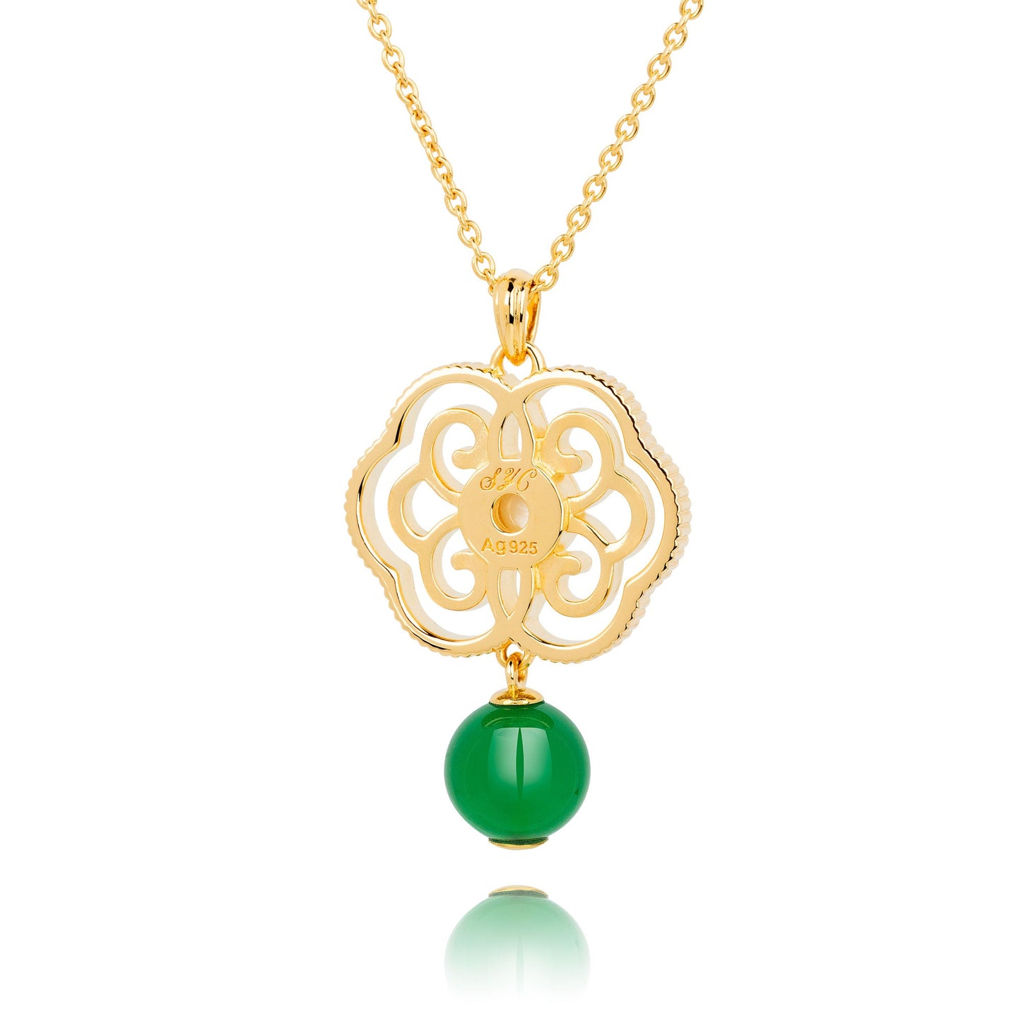 Blissful Ruyi Necklace with Green Agate