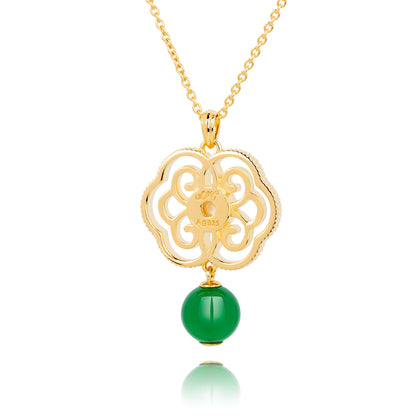Blissful Ruyi Necklace with Green Agate