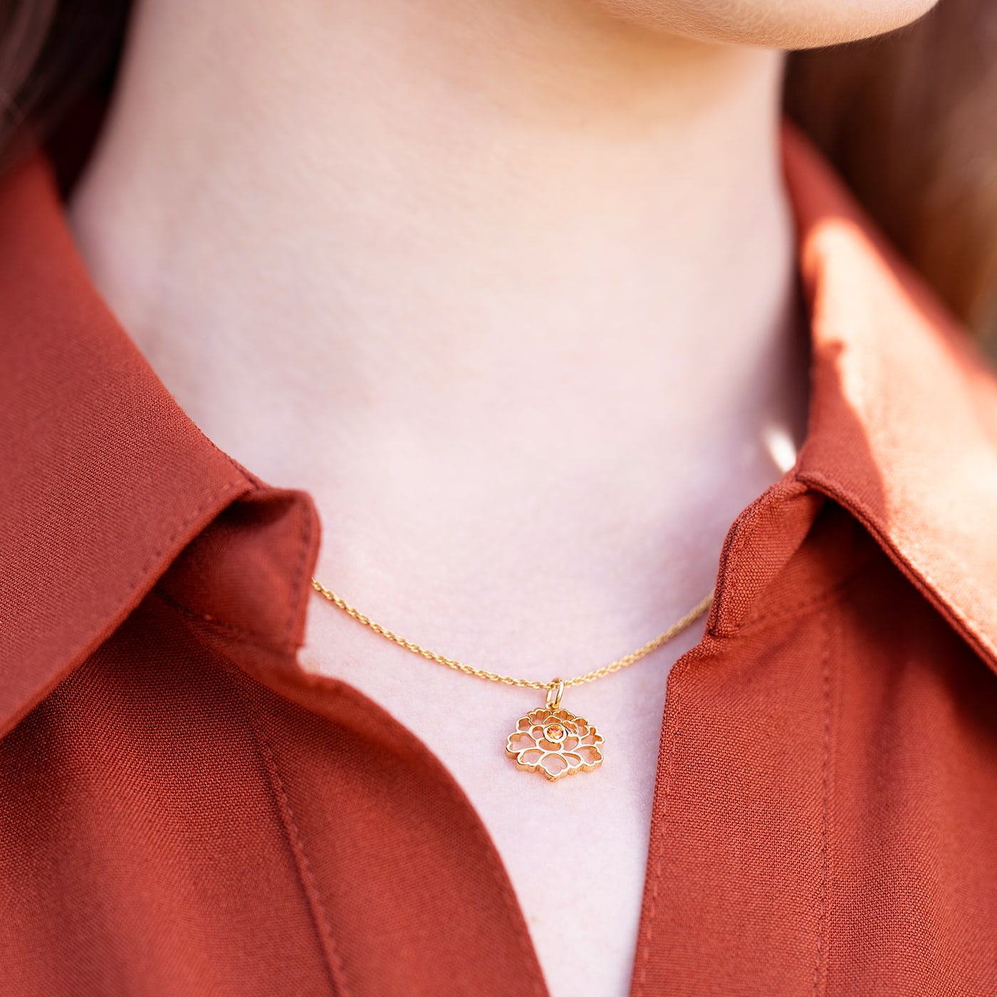 Tang Flower Charm - Gold Orange