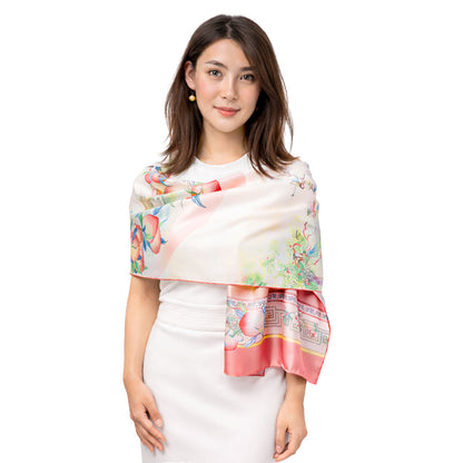 The Peaches of Immortality Long Silk Scarf