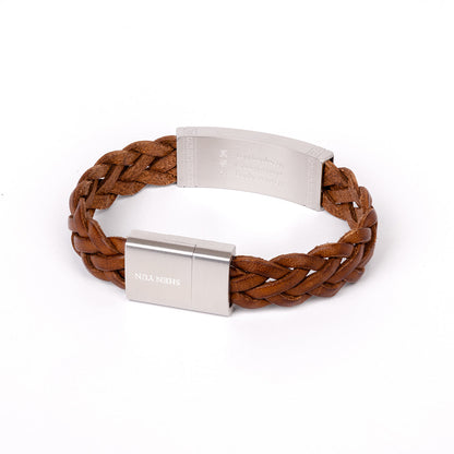 Zhen Shan Ren Wondrous Words Leather Bracelet Brown 9