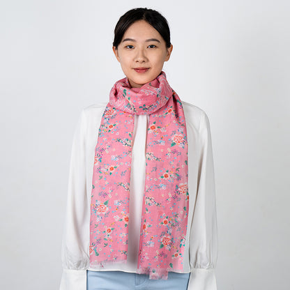 Celestial Flowers Long Scarf - Pink