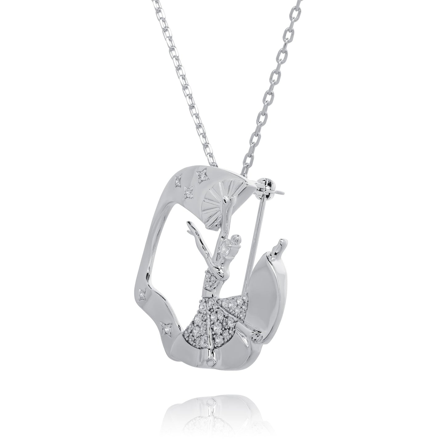 Diamond Cut Chain Rhodium Plated for Brooch