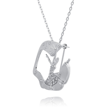 Diamond Cut Chain Rhodium Plated for Brooch