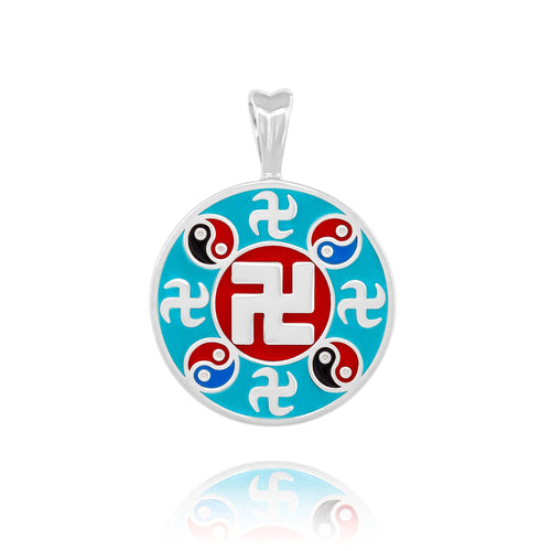 Falun Enamel Teal Pendant Silver 20mm