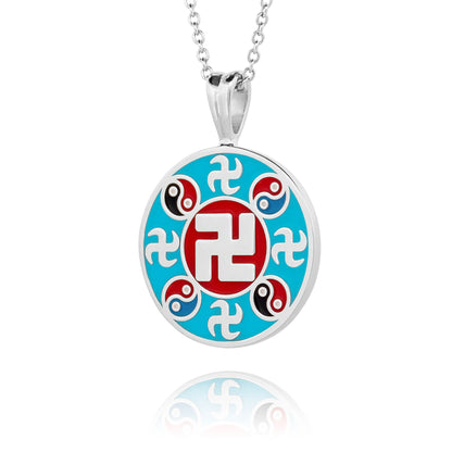 Falun Enamel Teal Pendant Silver 20mm