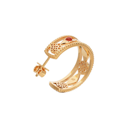 Golden Tang Peony Hoop Earrings Side Back | Shen Yun Collections