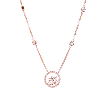 Lotus Fairies Necklace 17in Rose Gold