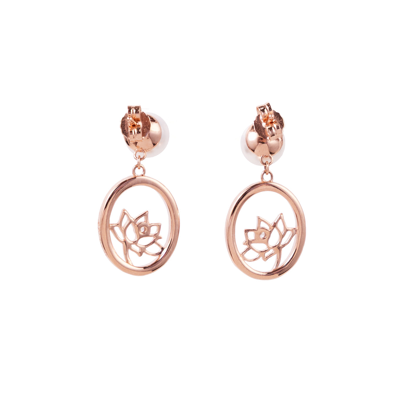 Lotus Fairies Drop Earrings Rose Gold