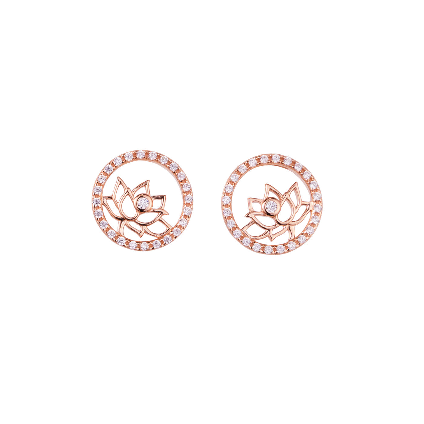 Lotus Fairies Stud Earrings Rose Gold