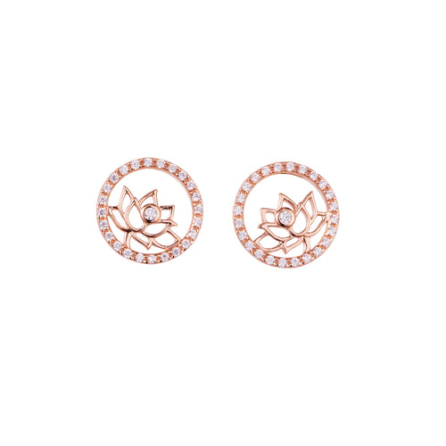 Lotus Fairies Stud Earrings Rose Gold