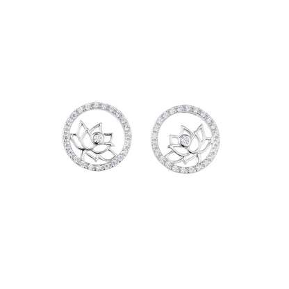 Lotus Fairies Stud Earrings Silver
