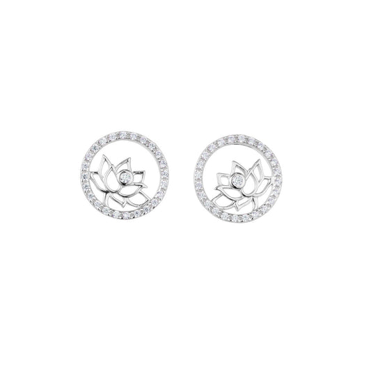 Lotus Fairies Stud Earrings Silver