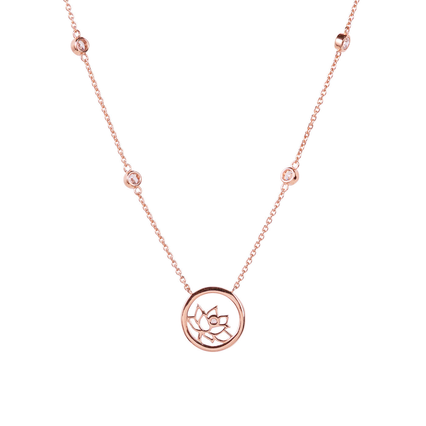 Lotus Fairies Necklace 17in Rose Gold