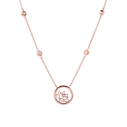 Lotus Fairies Necklace 17in Rose Gold