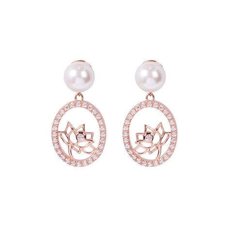 Lotus Fairies Drop Earrings Rose Gold