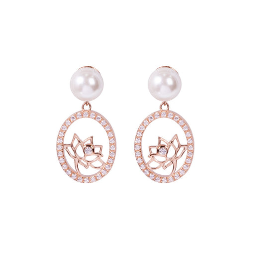 Lotus Fairies Drop Earrings Rose Gold