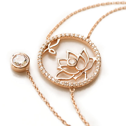 Lotus Fairies Necklace Rose Gold