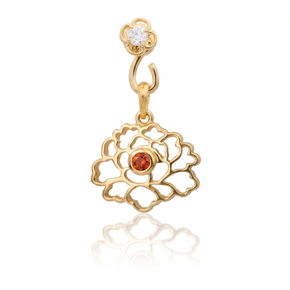 Tang Flower Charm - Gold Orange