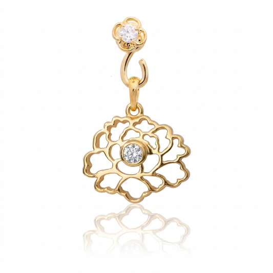 Tang Flower Charm - Gold White