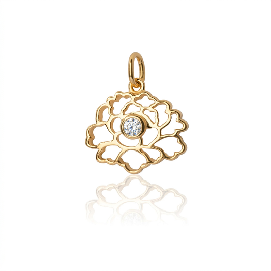 Tang Flower Charm - Gold White