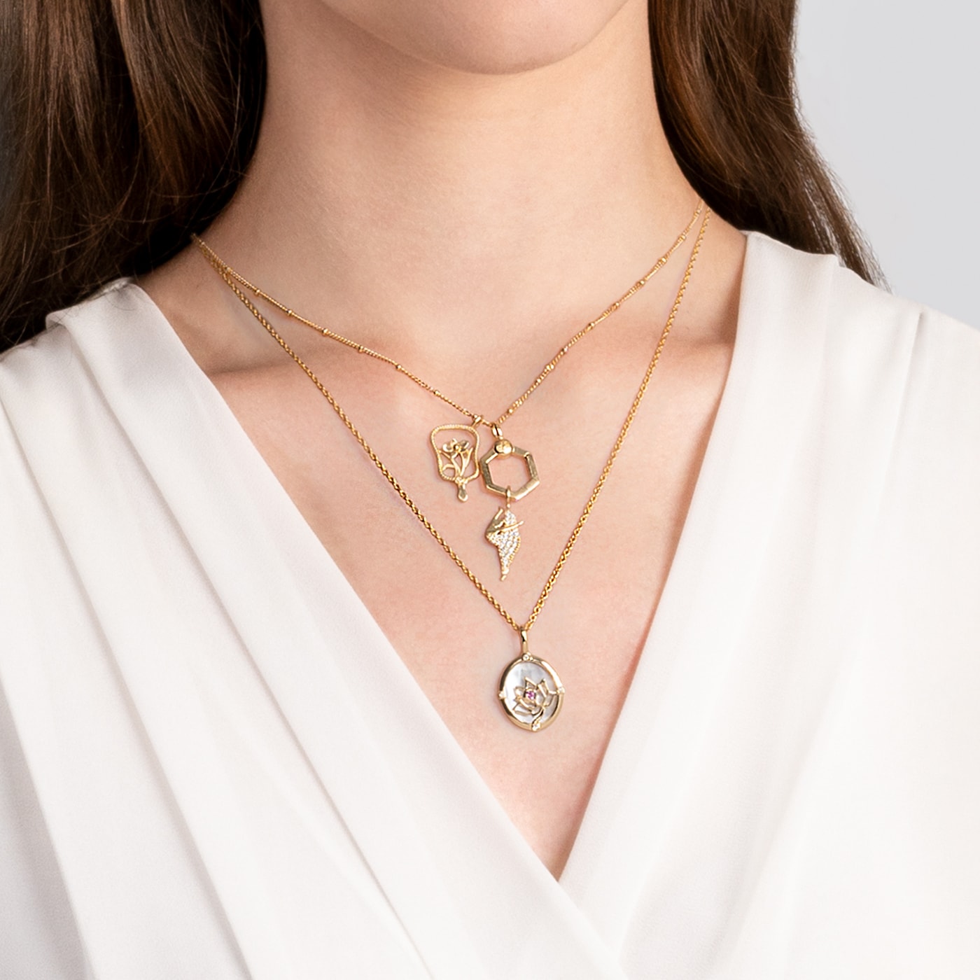 Orchid Hand Fan Charm - Gold
