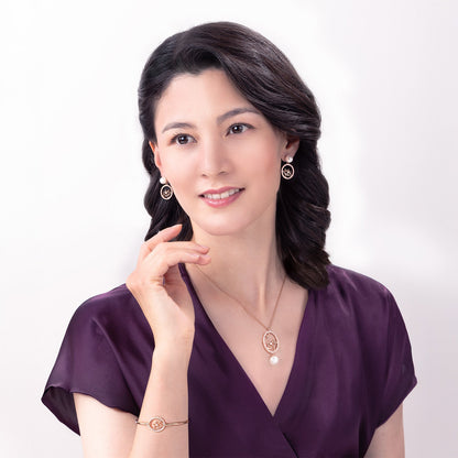 Lotus Fairies Oval Necklace Rose Gold