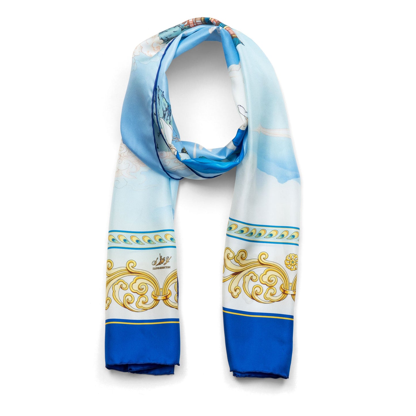 Phoenix of the Sapphire World Long Silk Scarf