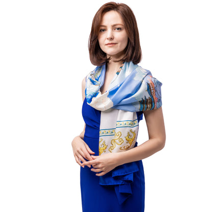 Phoenix of the Sapphire World Long Silk Scarf