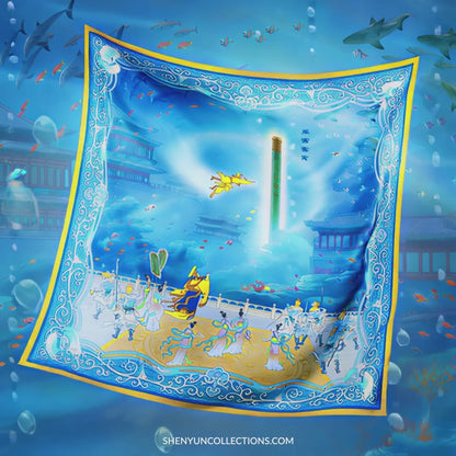 Monkey King and the Dragon Palace Silk Scarf