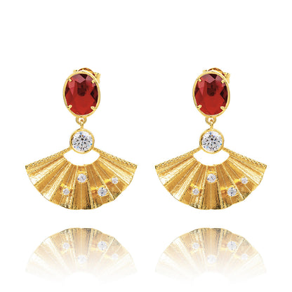 Radiant Fan Earrings Ruby