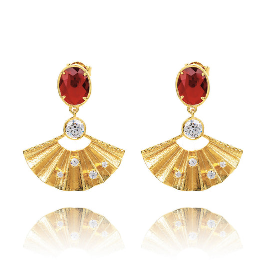 Radiant Fan Earrings Ruby