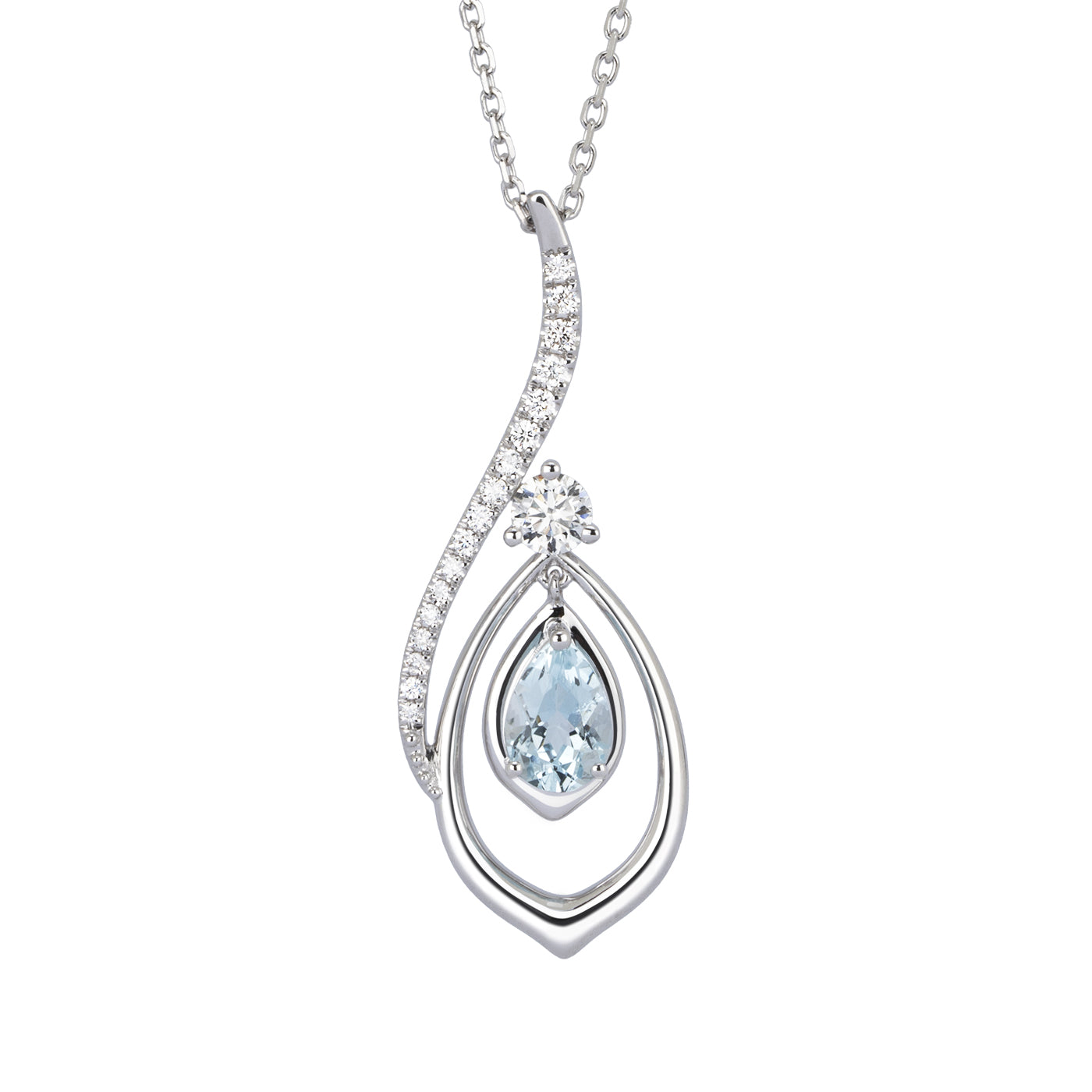 The Heavenly Phoenix Necklace 18kt White Gold with Aquamarine