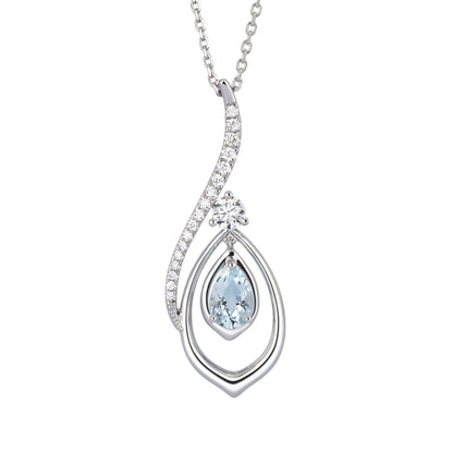 The Heavenly Phoenix Necklace 18kt White Gold with Aquamarine
