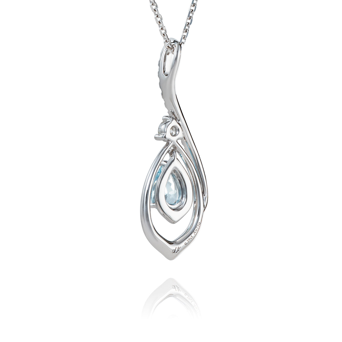 The Heavenly Phoenix Necklace 18kt White Gold with Aquamarine