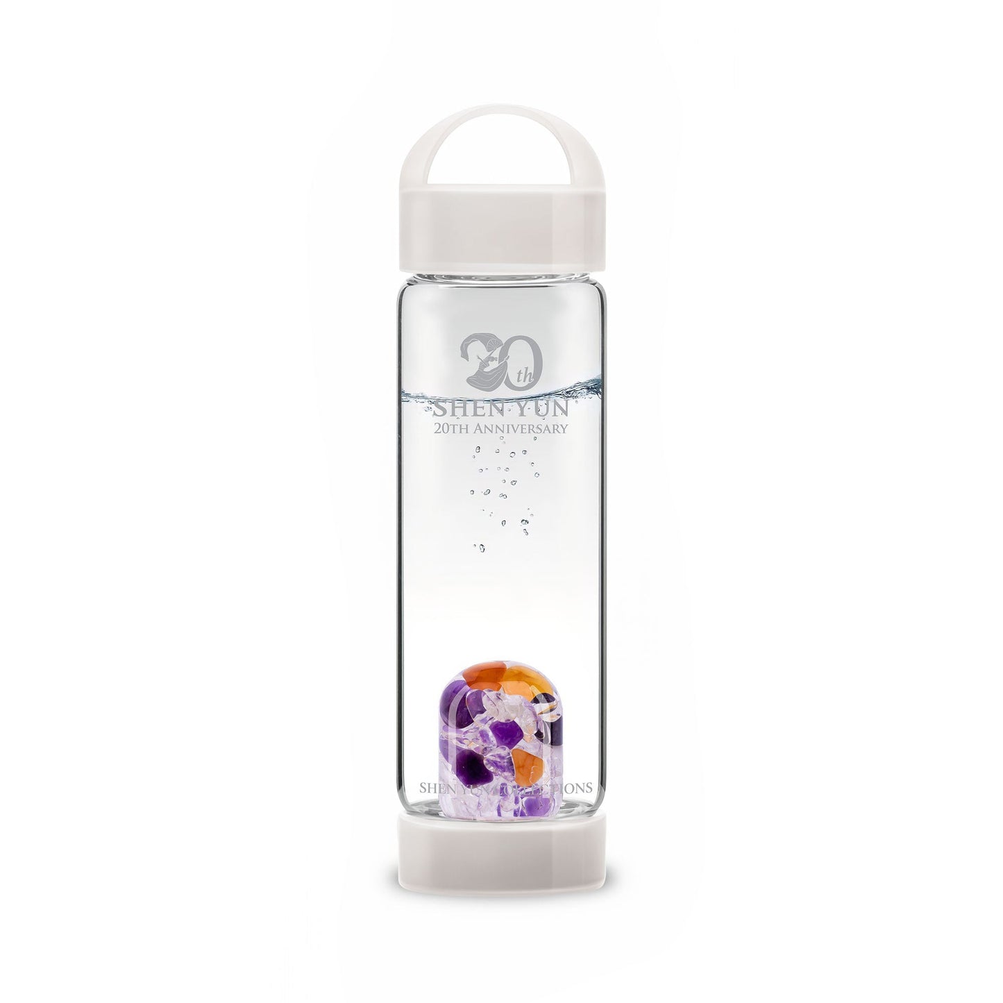 Gemstone Bottle Anti-Slip Silicone Grip Handle - White